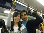 Sonya and I on the Mickey Mouse train